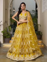 Mustard Butterfly Net Lehenga Choli